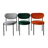 modern coffee shop furniture roond fabric metal frame dining chairs