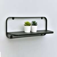 industrial wall mounted shelves floating Wall Mount Shelf With black metal frame