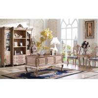 North American style  natural wood color classic writing desk exquisite  bookcase