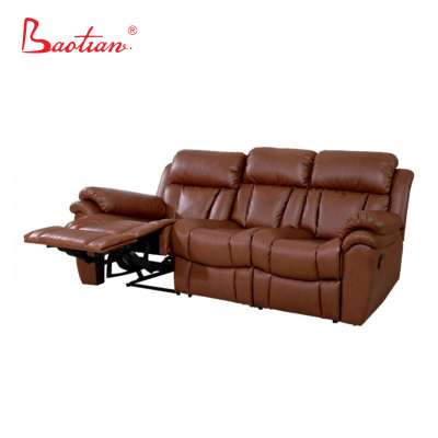 Antique Design Brown Leather Sofa Home Theater Recliner