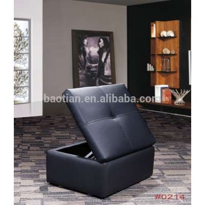 Genuine leather sofa cum bed furniture with storage ottoman or storage stool