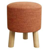 Small Fabric Wooden Leg Foot Stool Round Ottoman Chair