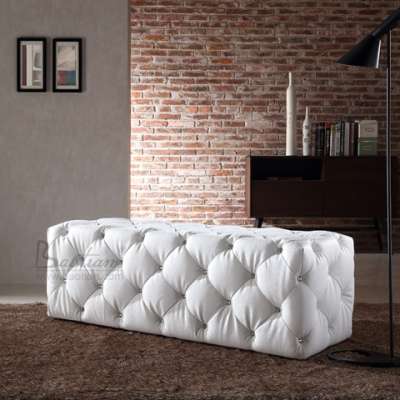 Foshan furniture modern tufted bench ottoman with crystal buttons