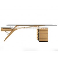 Modern tempered glass design table Carlo Mollino Cavour wooden frame Writing Desk